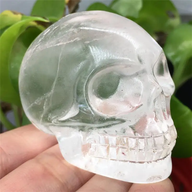 

Natural Clear Quartz Skulls Carved Healing Crystal Reiki Figurine Spiritual Wicca Gift Home Decoration 1pcs
