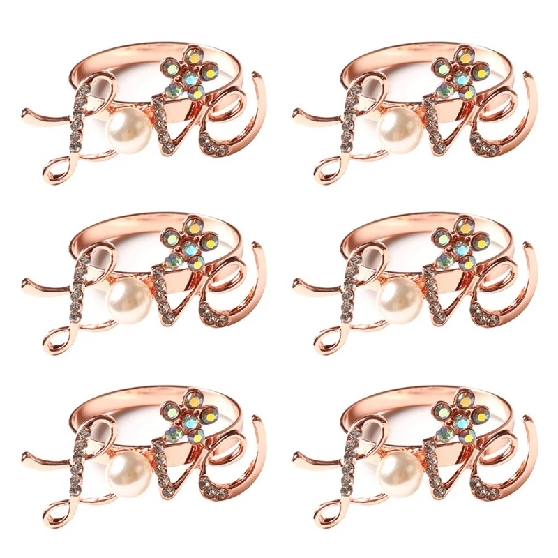 

6Pcs Valentine's Day LOVE Napkin Rings Creative Napkin Holders Napkin Buckles For Dinner Wedding Hotel Party Decor