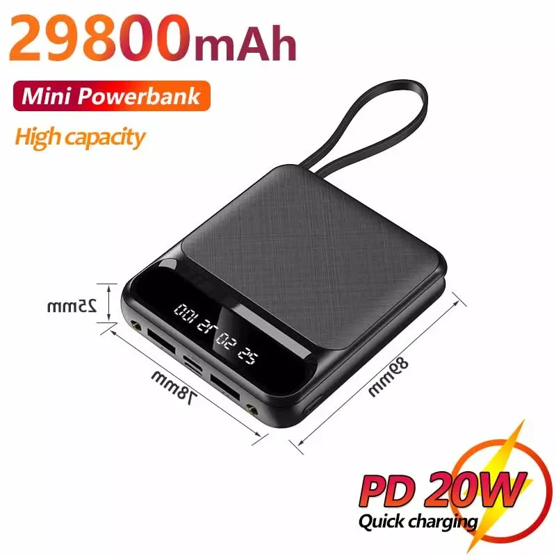 

2022NEW High Capacity 29800mAh Mini Portable Power Bank PD 20W Fast Charging with Double Usb External Battery Charger For Xiaomi