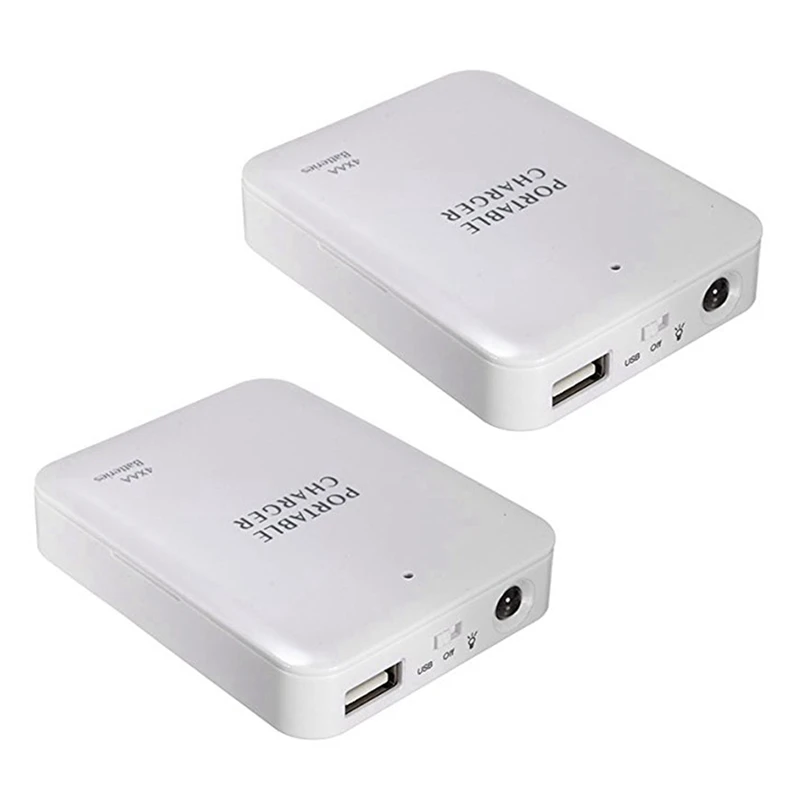 

2X Portable USB Power Bank Charger Battery External Packing Box Battery Battery Charger Emergency Charger Charger 4X AA