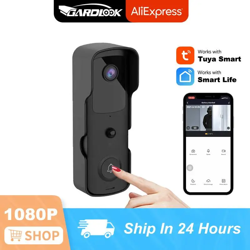 

Беспроводной дверной звонок с Wi-Fi и ИК-подсветкой, 1080P