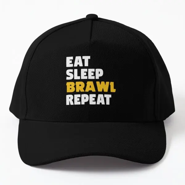 Eat Sleep Brawl Repeat  Baseball Cap Hat Summer Sun Mens Bonnet  Solid Color Printed Outdoor Black Boys Hip Hop Spring  Women