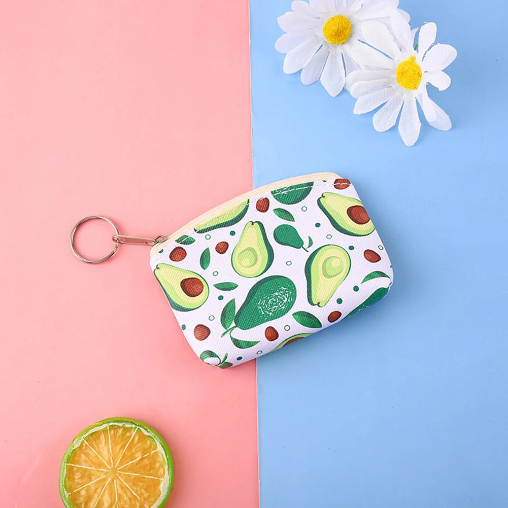 Purse Card Holder Coin Bag Wallet Storage Pouch Key Pouch Card Bag  Avocado Zipper Waterproof Cute Portable Personalized