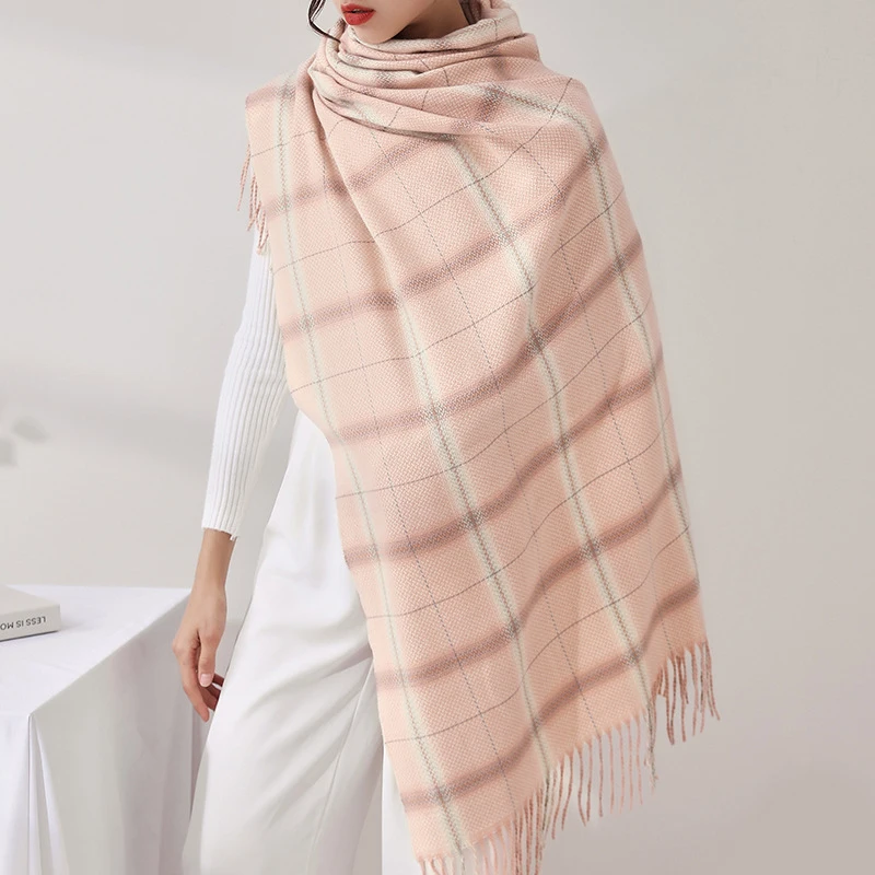 GOPLUS Scarf Women Luxury Korean Style Scarves 2022 Plaid Soft Bufandas Tassel Female Pink Foulard Jersey Pareo Echarpe Shawl |