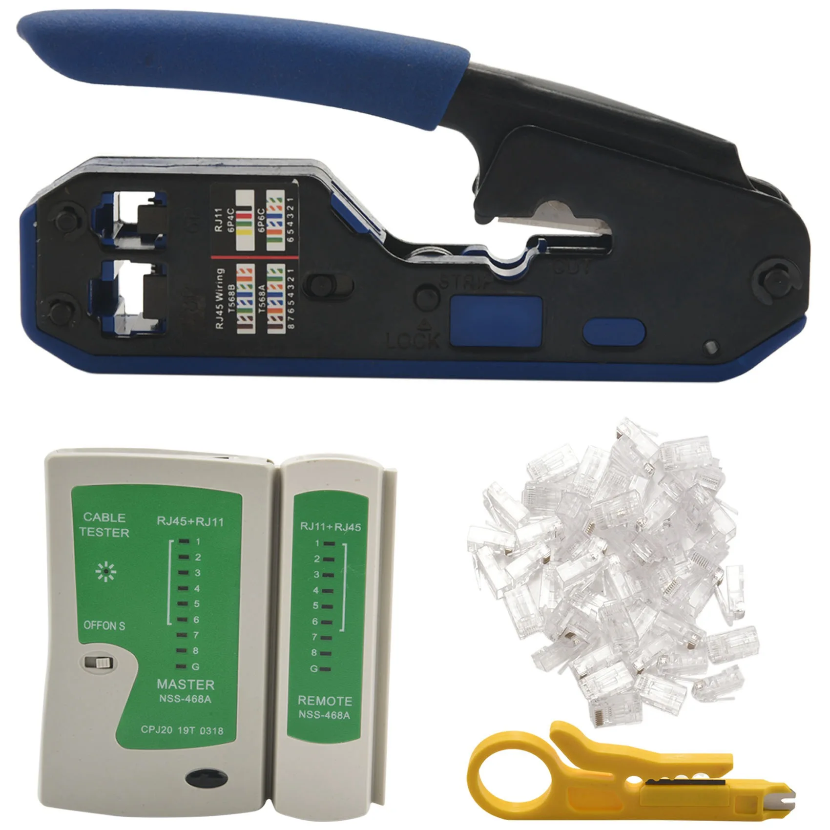 Набор инструментов для обжима сетевых кабелей тестер RJ45 кабеля CAT5 CAT5E CAT6 50 шт.