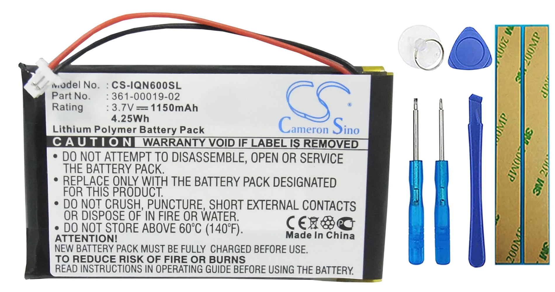 

Аккумулятор Cameron Sino 1150mA для Garmin Nuvi 600, Nuvi 610, Nuvi 610T 010-00455-00, 010-00540-70, 361-00019-02, стандартная