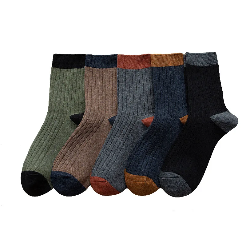 HSS Brand New Men's Vertical Striped Casual Socks Trendy color matching breathable cotton socks