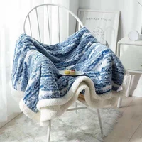 blue quicksand pattern soft throw blanket bedding flannel living roombedroom warm cover office lunch break air conditioner