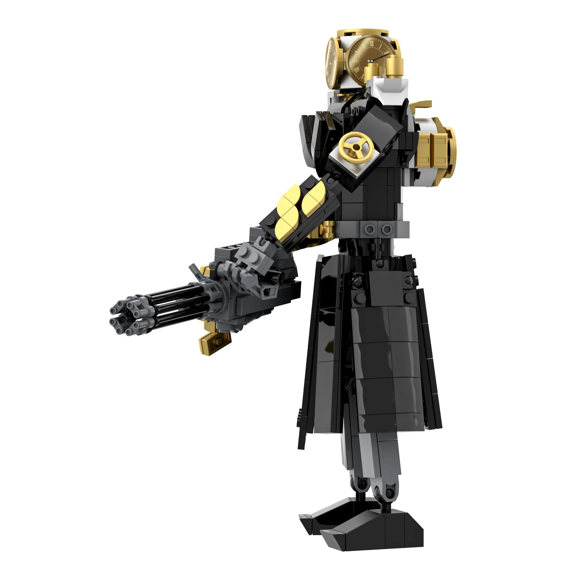 MOC Skibidi Туалет Черный Машинный Пистолет Футуристические Часы Человек Модель