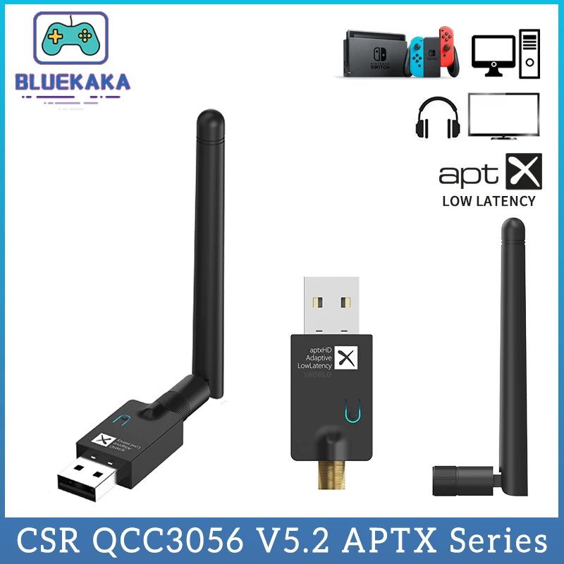 

CSR BT 5,2 аудио передатчик aptX LL HD 24 бит Адаптивная низкая задержка многоточечный с микрофоном беспроводной адаптер для ТВ ПК PS4 PS5 Xbox