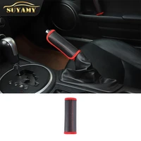 leather gears handbrake cover auto interior accessories for mazda mx 5 2009 2015 handle sleeve car accessories modeling