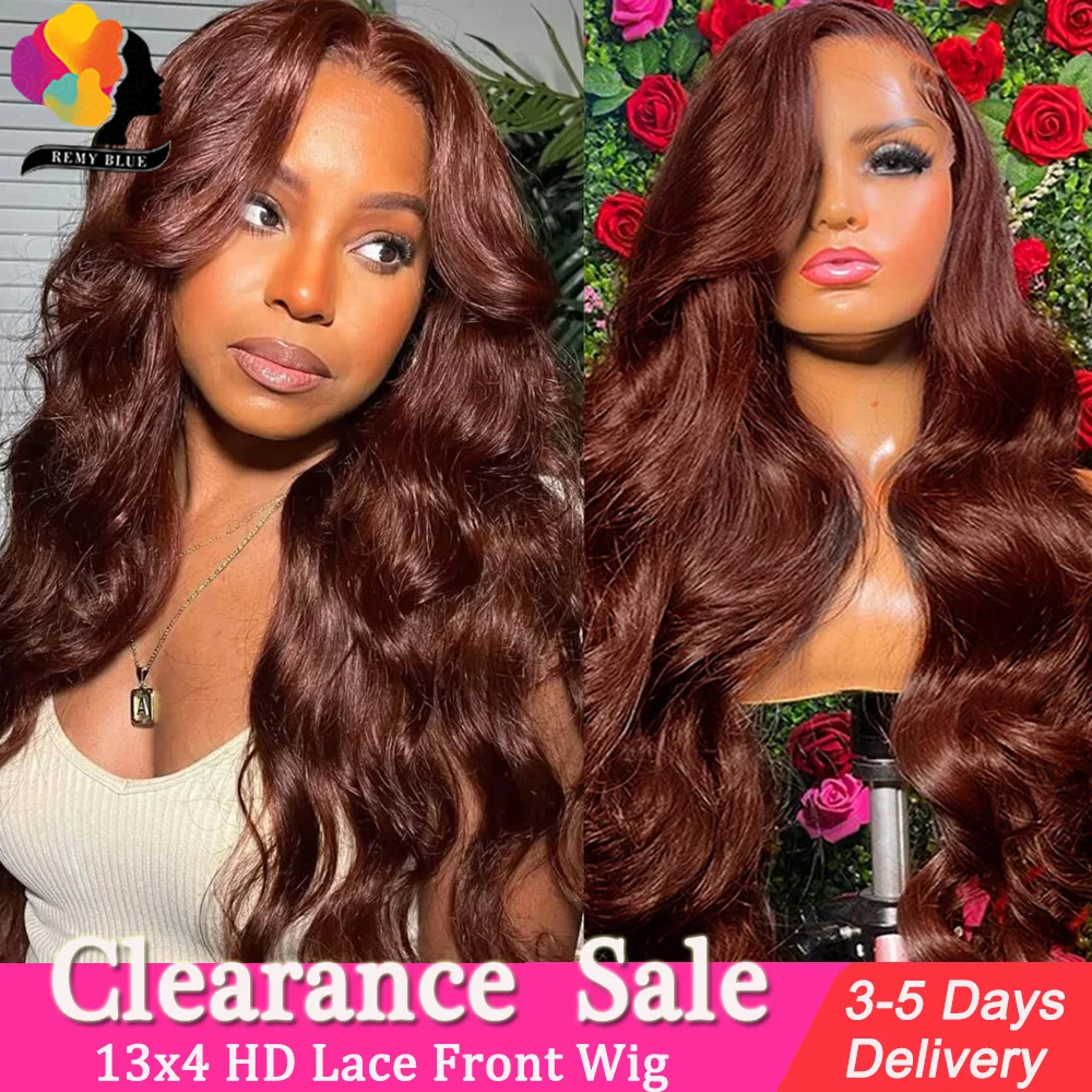 Reddish Brown Lace Front Human Hair Wigs Body Wave 13x4 Copper Red Lace Front Wig  32 Inch Human Hair For Women Pre-plucked Remy