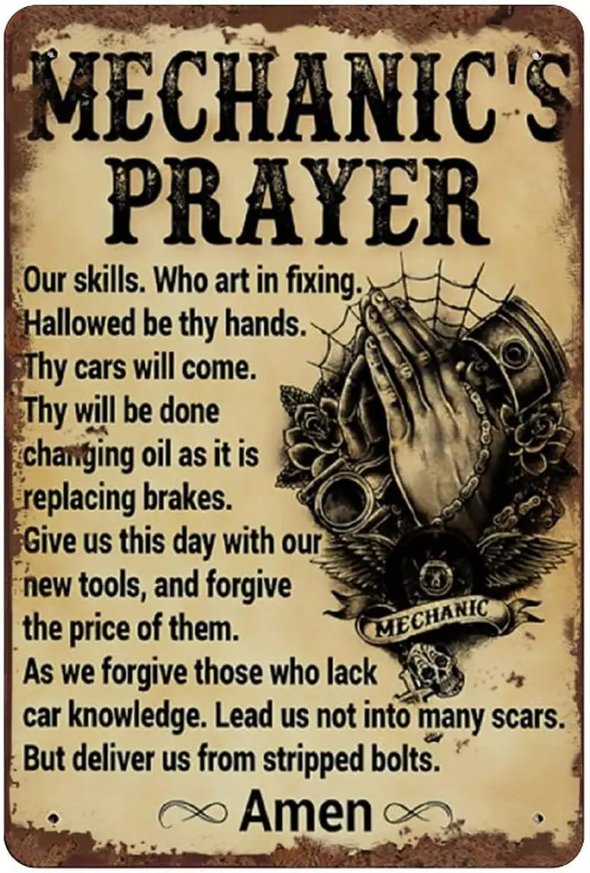 Pryer Mechnc's Our Sklls Who rt n Fxng Gft для Mechnc Vntge Metl Sgn Plque Funny Tn Entrywy Decor Gllery Wll Sgns 1