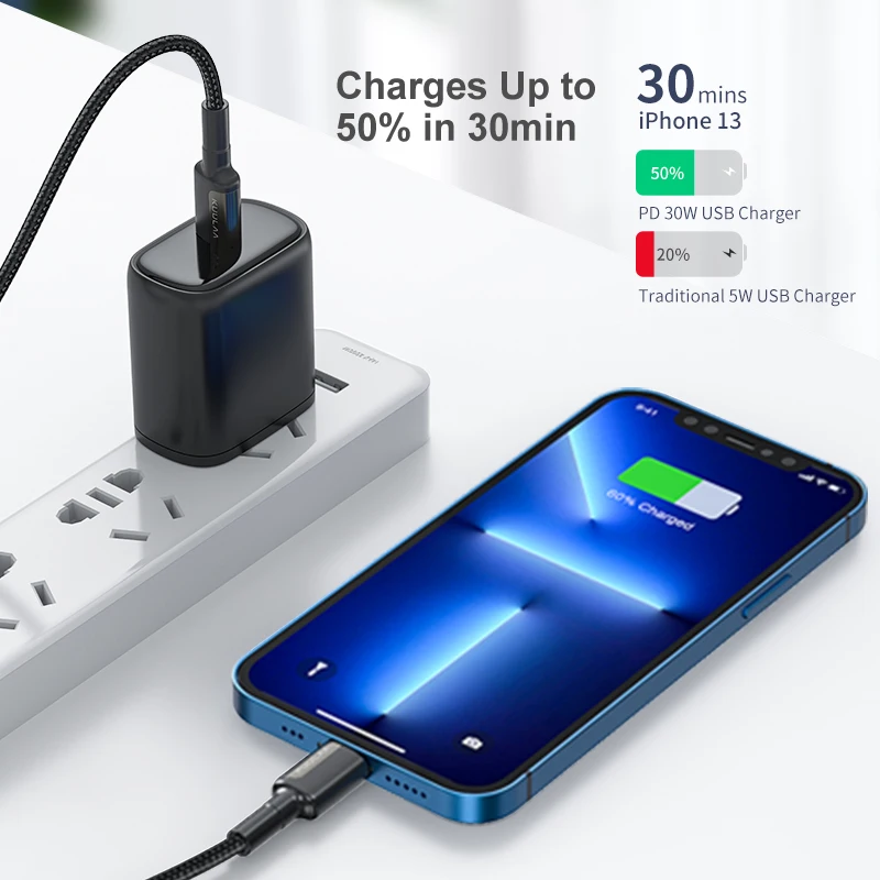 USB-кабель KUULAA 30 Вт с поддержкой быстрой зарядки и передачи данных |