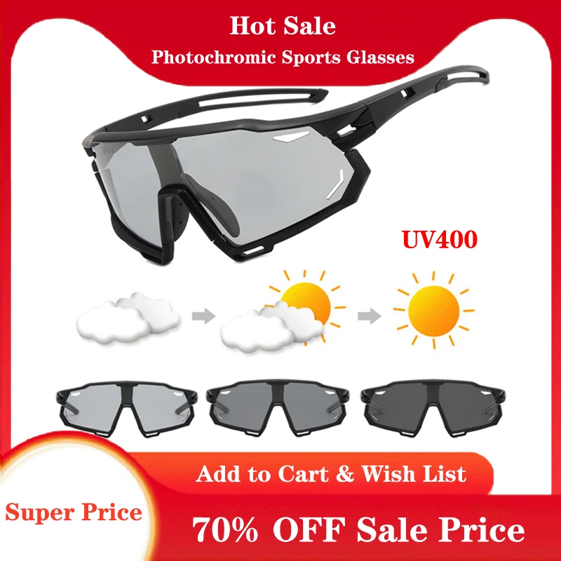 

Color Changing Polarized Sunglasses Photochromic Sports Glasses UV400 Riding Cycling Sunglasses Bicycle Eyewear Road Bike Goggle