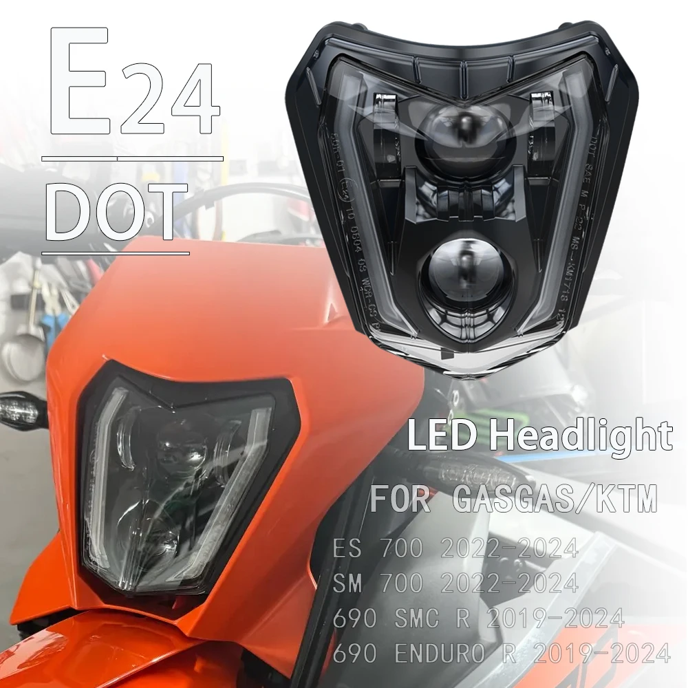 Фото Светодиодная фара для GasGas ES SM700 GAS GAS ES700 SM700 690 SMC Enduro R 2019-2024 Мотоциклетная фара H4 Лампа №1