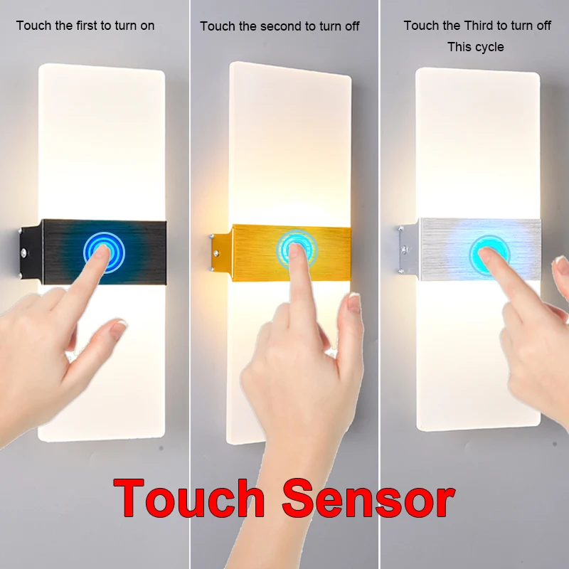 Настенный светильник с датчиком движения алюминиевый акриловый декор освещение