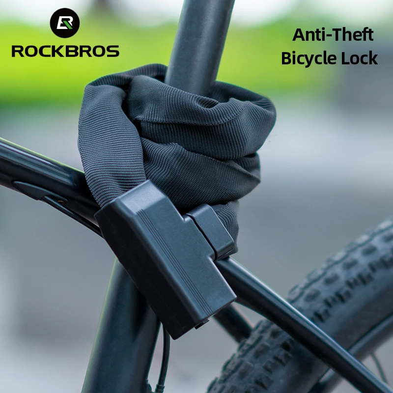 

ROCKBROS Bicycle Chain Lock MTB Road Lockstitch Anti-theft Motorcycle Padlock with 2 Key Cycling Lock Electric Bike Accessories