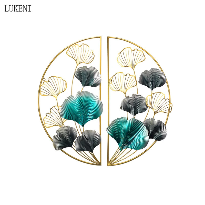

Chinese Style Wrought Iron Ginkgo Leaf Wall Hanging Decoration Home Living Room Wall Decoration Mural Hotel Club Wall Decoration