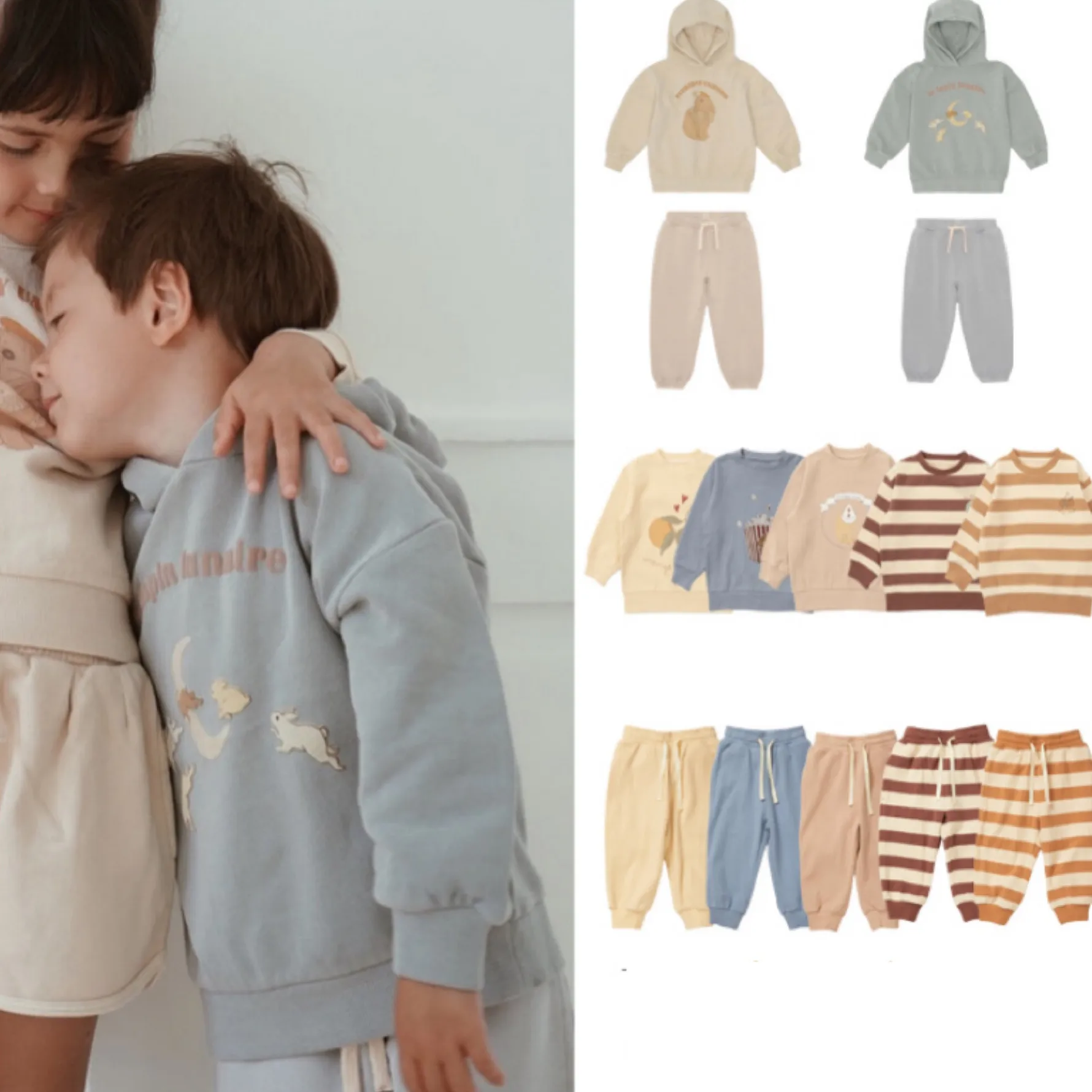 

IN Stock 2022 KS Autumn Kids Girls Clothes Sets Boys Sports Suit Cartoon Sweatshirt Pants Children Kindergarten Class Uniform