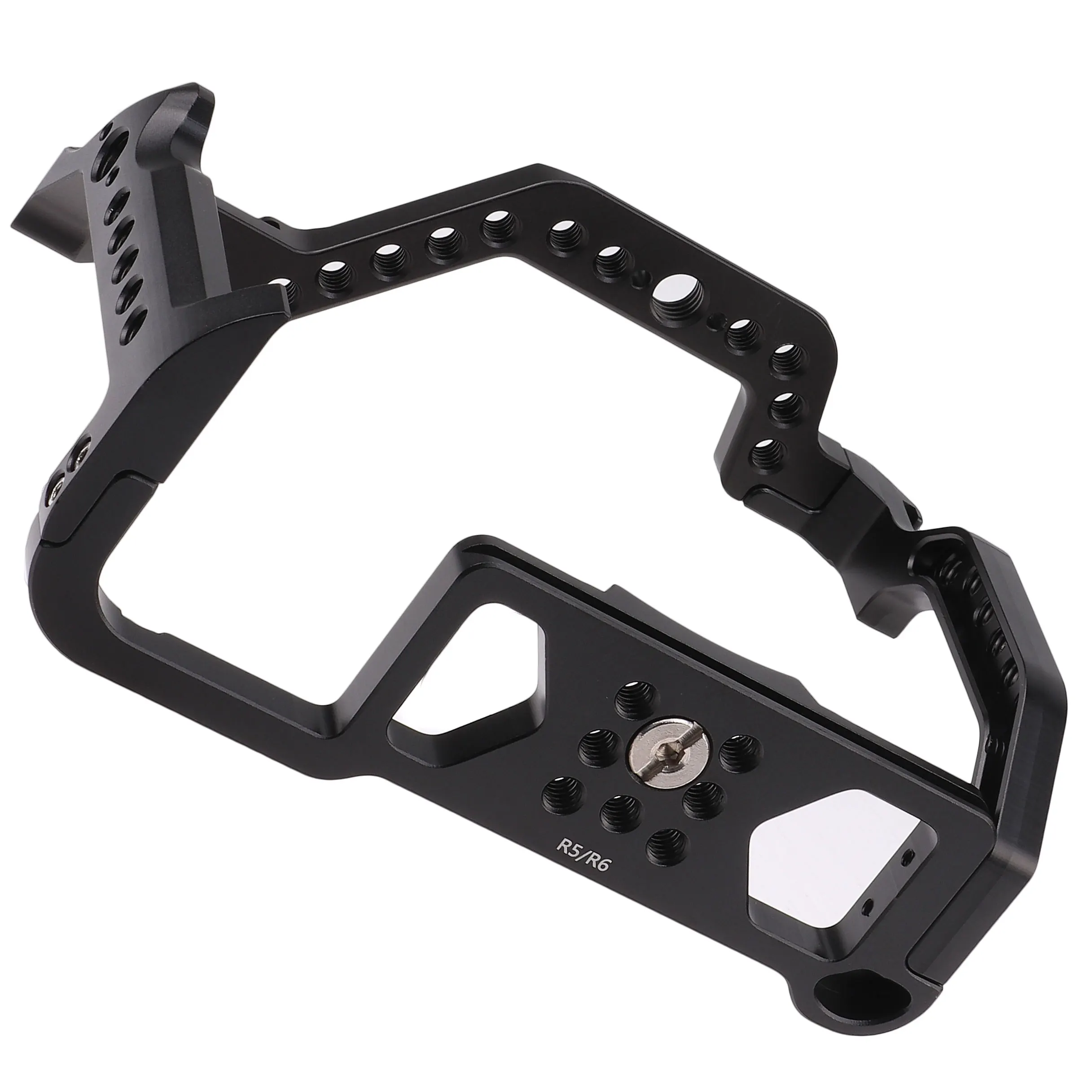 Aluminum Alloy Camera Cage for Canon EOS R6 R5 R5C Protective Frame Rig with Cold Shoe Handle Locating Holes 1/4 3/8 Screw Holes