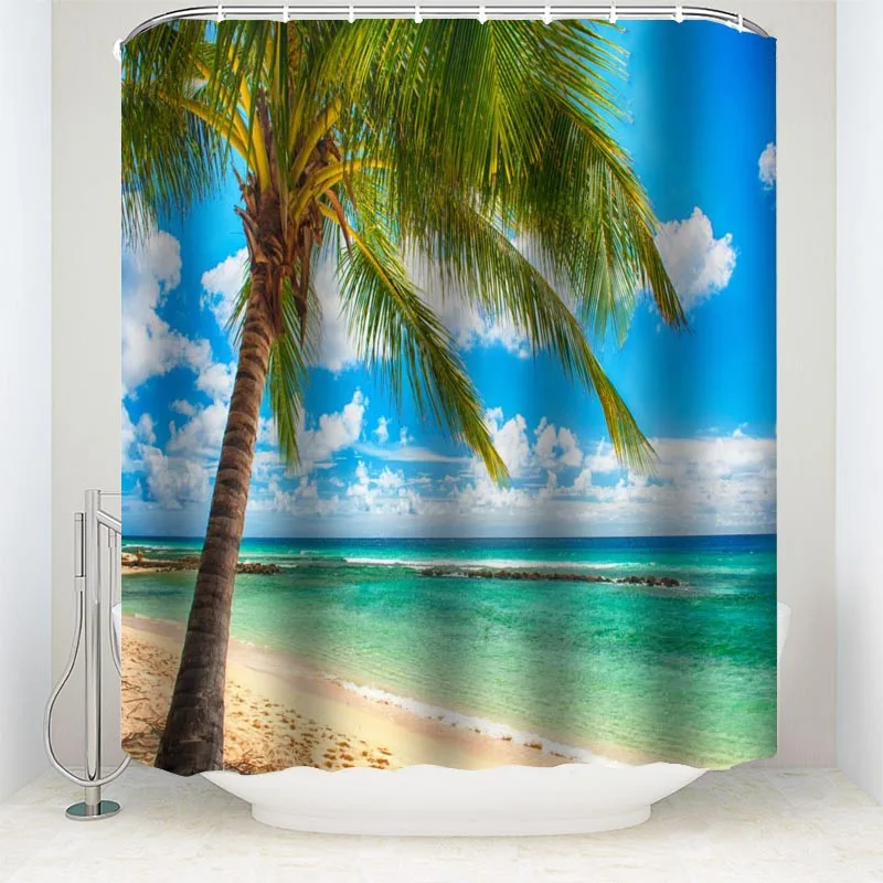 

Shower Curtain Various Sunshine Beach Scenery Seaside 3D Printing Shower Curtain Polyester Waterproof Home Decor Curtain 3.23