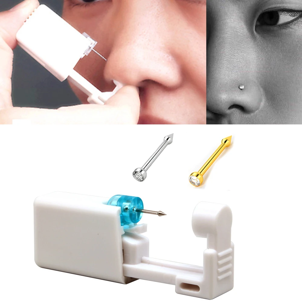 1/2/4 Pcs Disposable Safe Sterile Piercing Unit For Nose Studs Piercing Gun Piercer Tool Machine Kit Body Jewelry