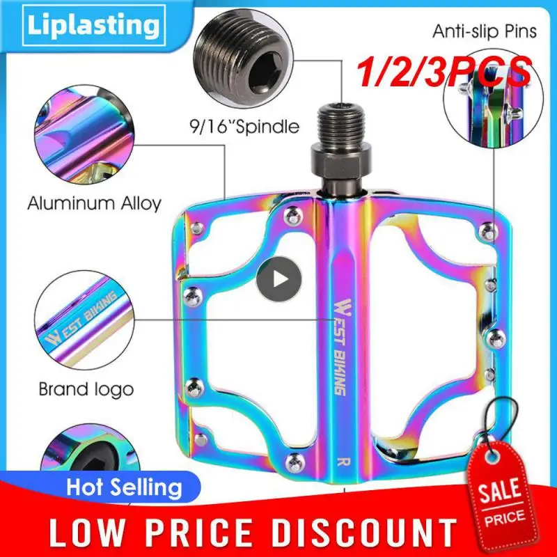 

1/2/3PCS BIKING Pedals 3 Bearings Ultralight Aluminium Alloy Road Bike MTB Flat Pedal With Removable Non-Slip Screws