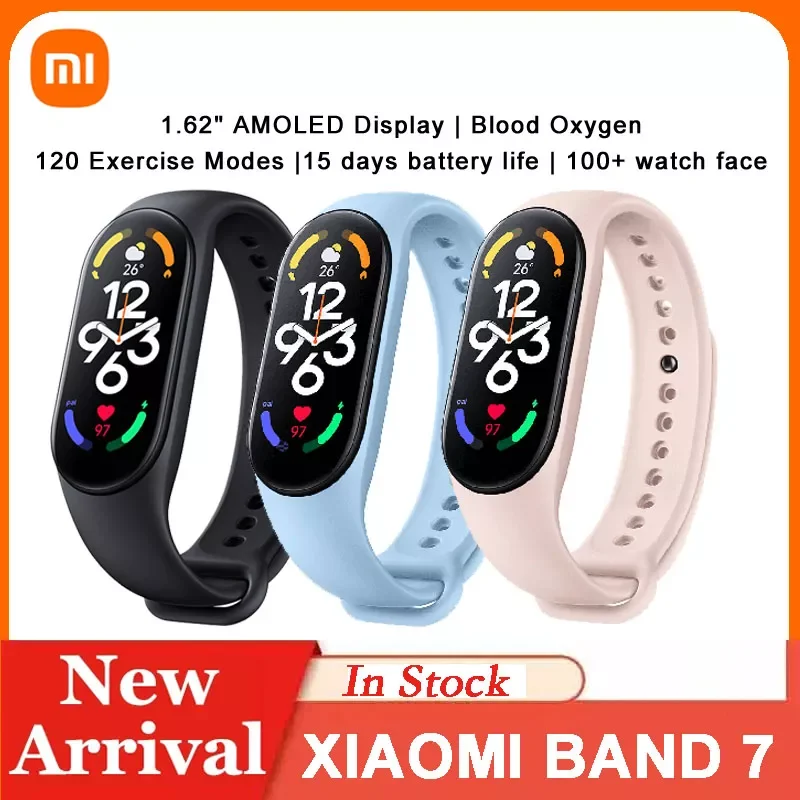 

Mi Band 7 Smart Bracelet 1.62" Screen Blood Oxygen Fitness Traker Bluetooth Smart Band 15 days battery life