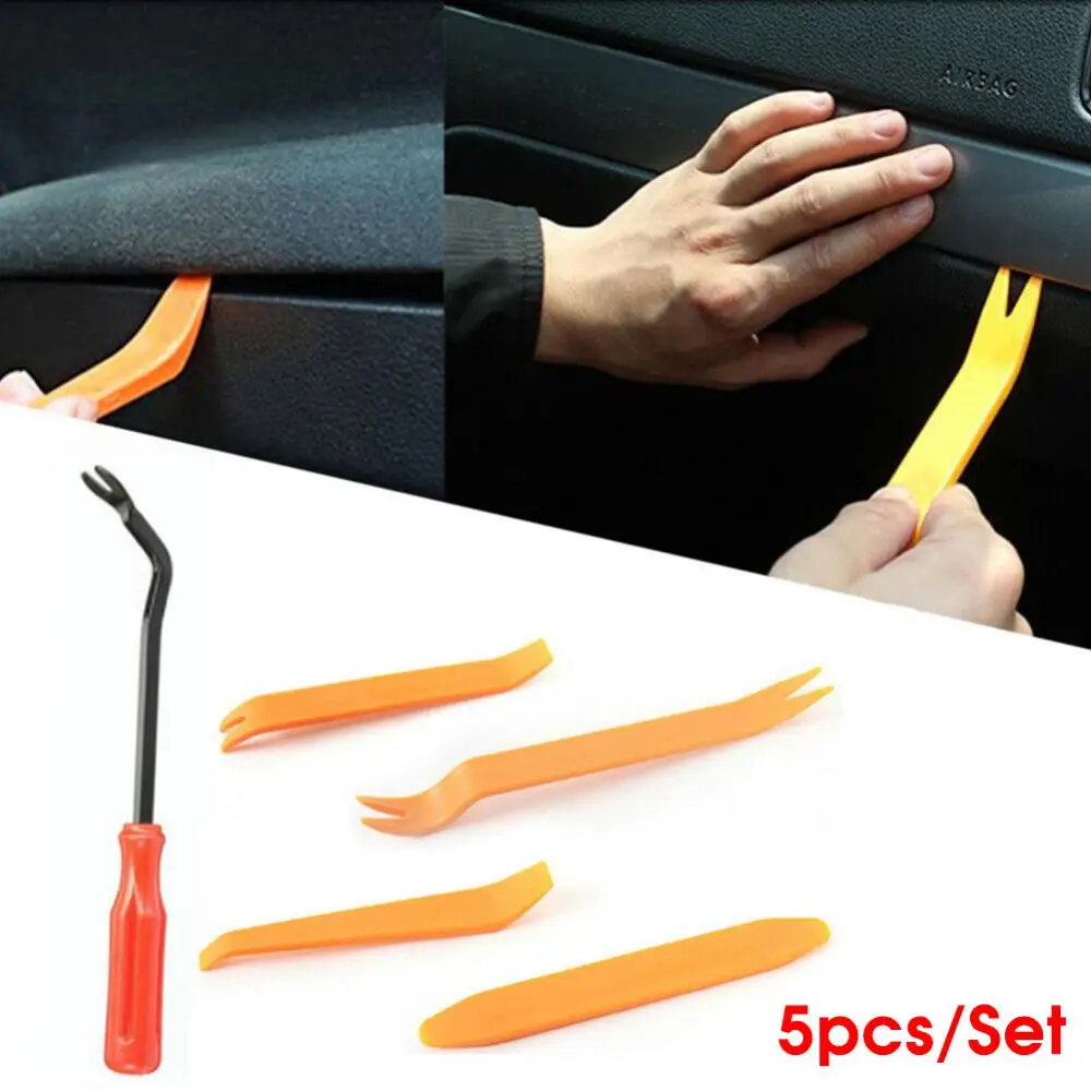 

Tough And Durable Material Convenient Yellow Skid Tool Durable 5-piece Set Rubber Buckle Removal Tool Car Accessories Opp Bag