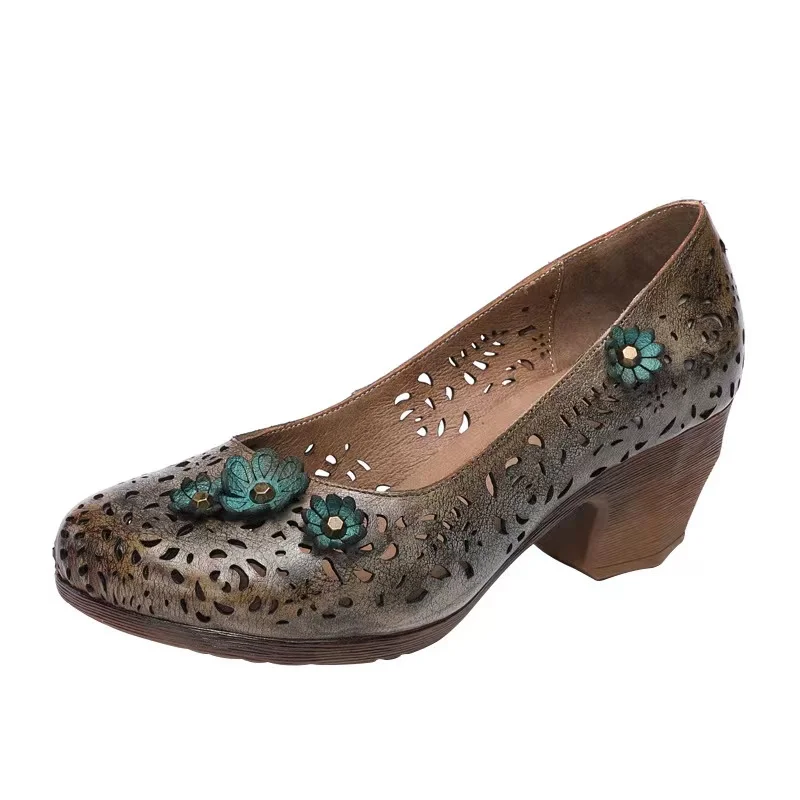 

New Creative Hollow Retro Ethnic Style Flower Women's Shoes