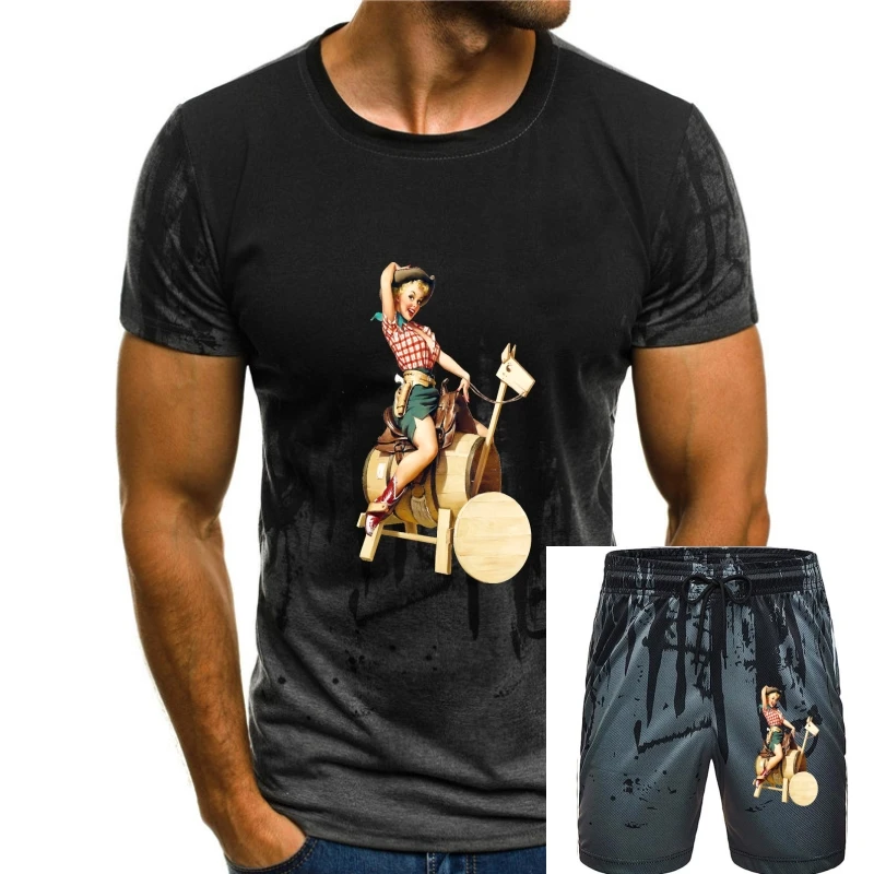 

Rodeo Pin - Up Girl H Tshirt Mens T-shirt Casual Plus Size T-shirts Hip Hop Style Tops Tee S-2xl