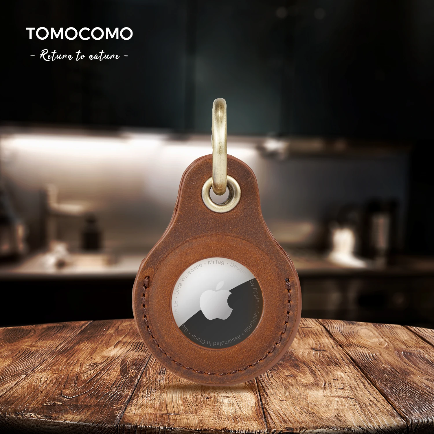 

TOMOCOMO Genuine Leather Protective Cover Anti-lost Dog Collar Case Tracker Case With Key Ring For Apple Airtags Accessories