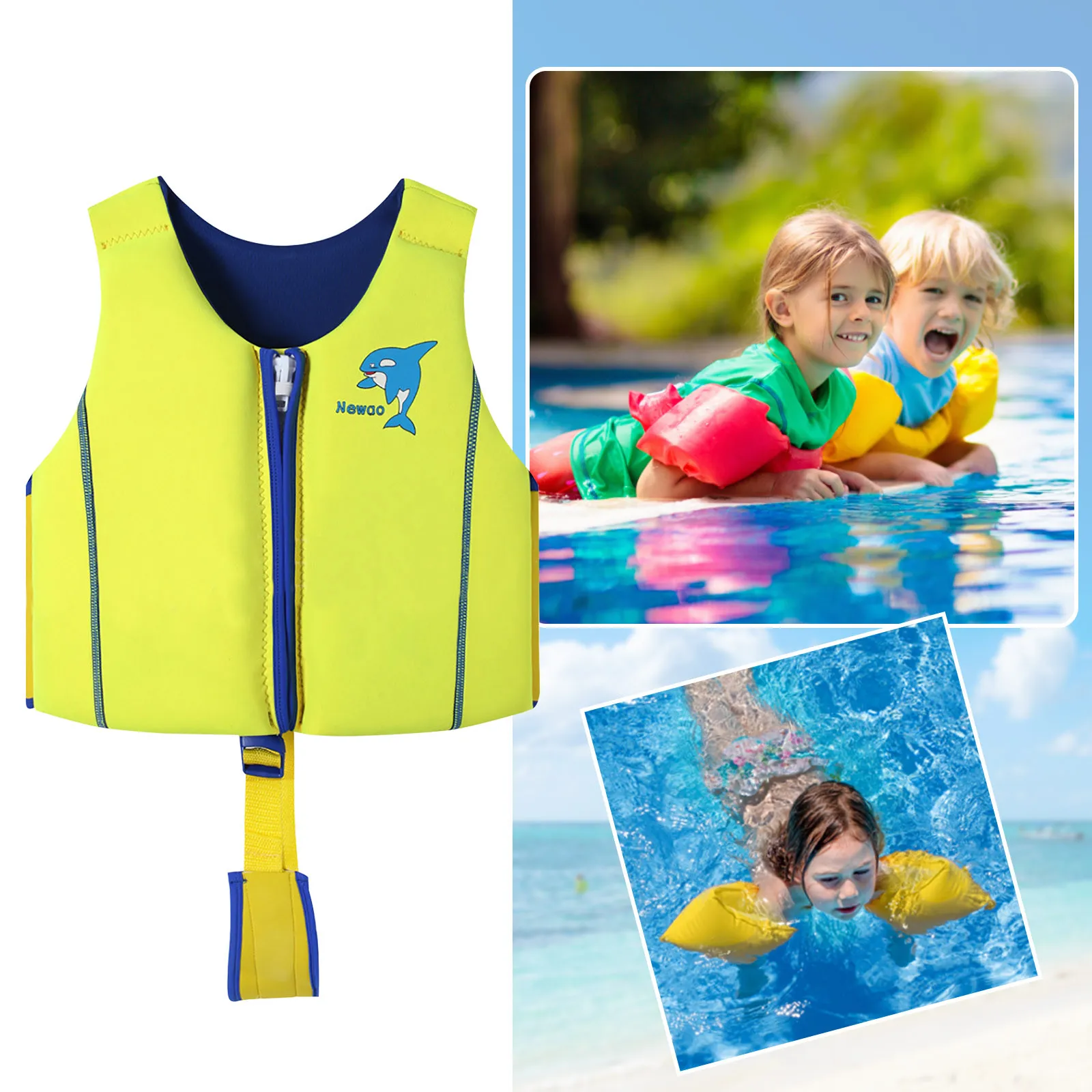 

Kids Float Jacket Swim Vest Children Flotation Swimsuit Boys Girls Buoyancy Swimwear Swimming Infant Neck Float Bath Fun Floats
