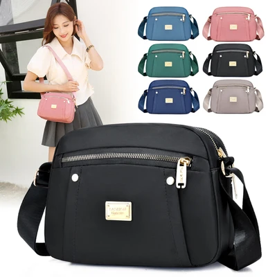 

New Popular small colorful women Traveller handbags!Nice Casual Multi-zippers lady shoulder bags All-match Nylon Flap Carrier