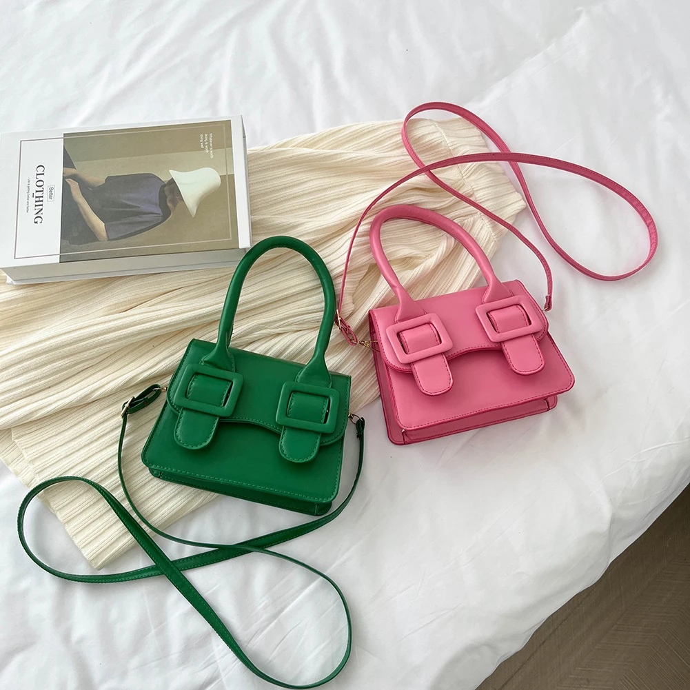 

Женская сумка-мессенджер из ПУ кожи, с большой пряжкой