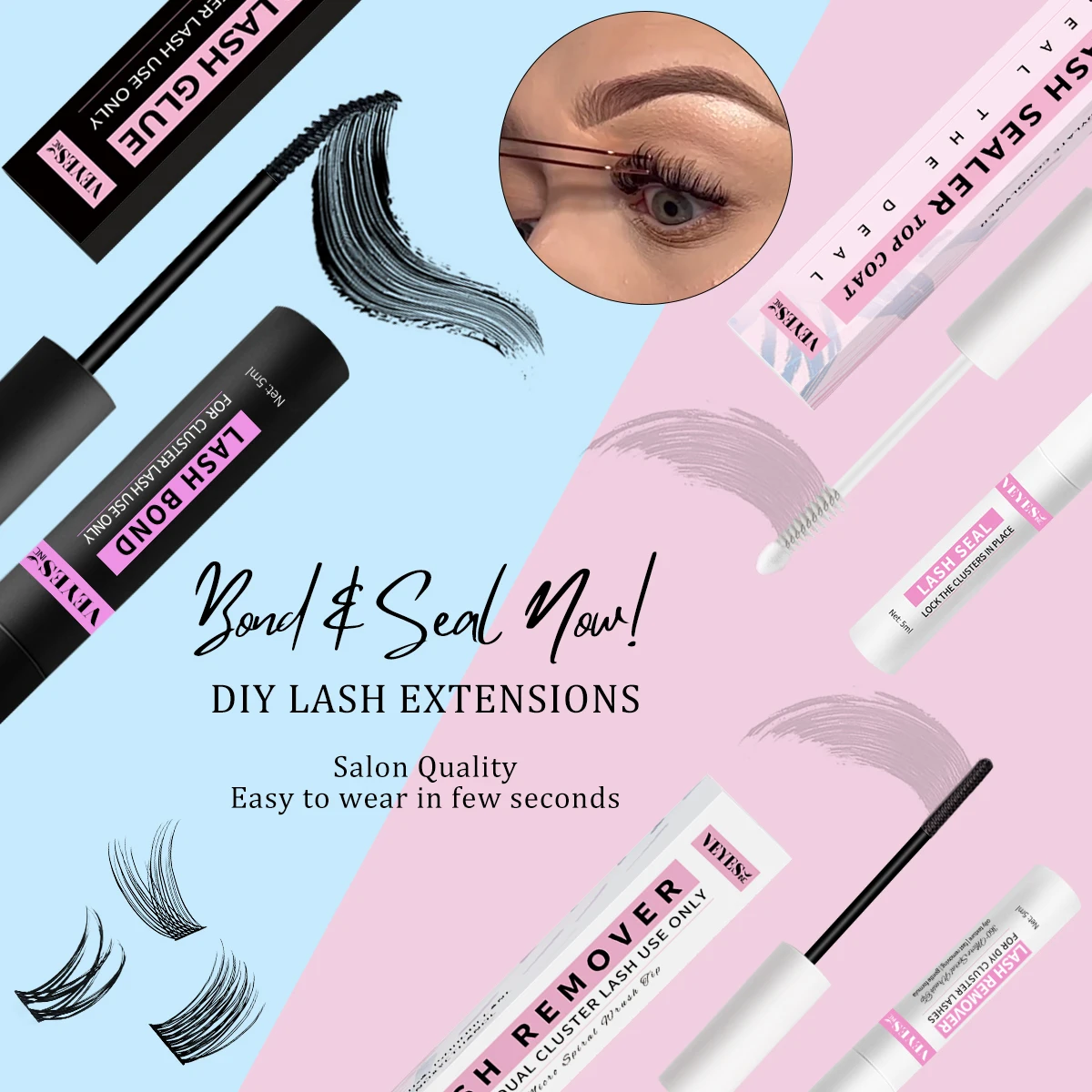 

Veyes Inc 5ml Cluster Lash Bond Seal Veyelash DIY Eyelash Extension Glue Adhesive Retention Coating Waterproof No Irritation