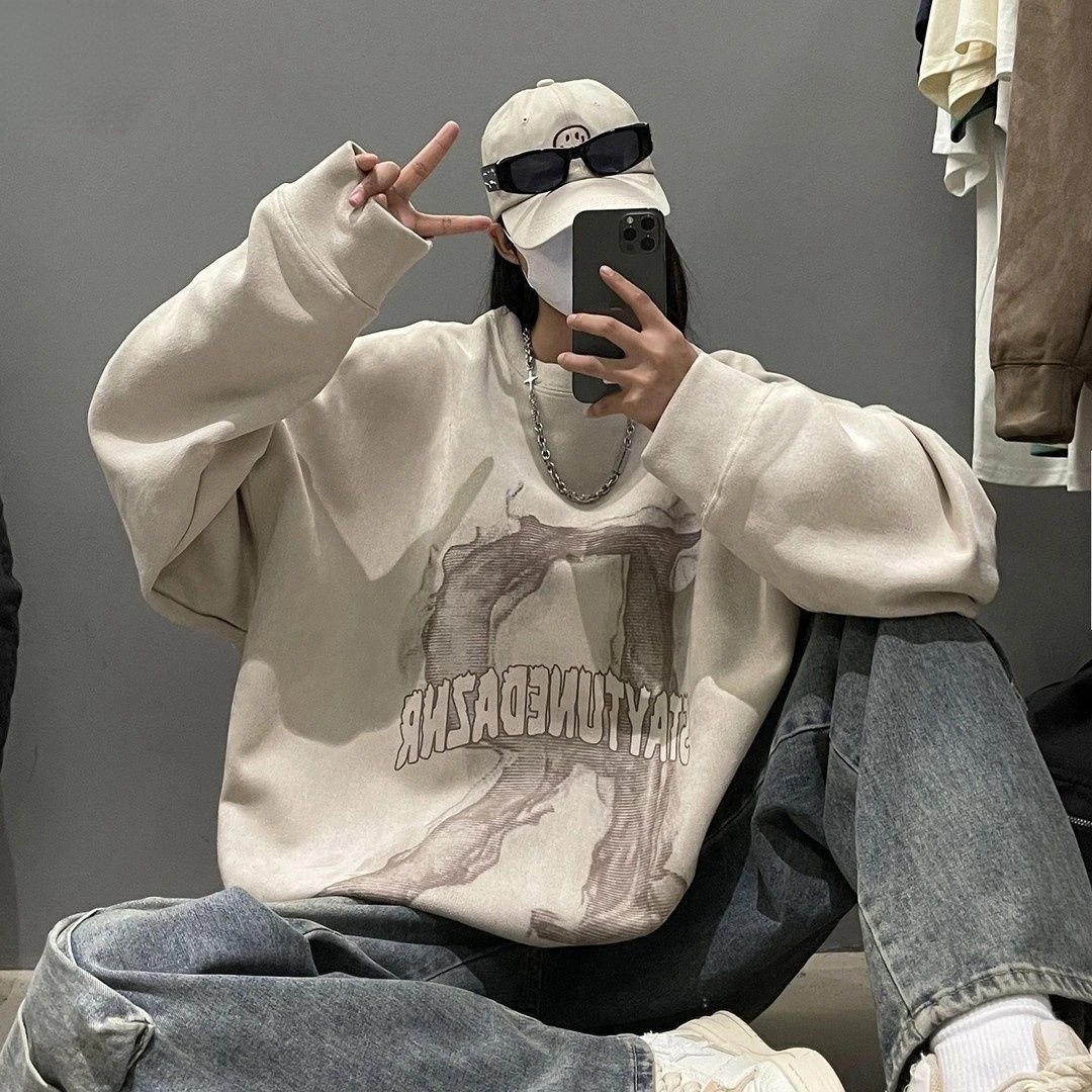 

American vintage Personalized Street Print Hoodie Fashion Korean Loose Y2K Men and Women Hip Hop Gothic Casual Oversized Hoodie