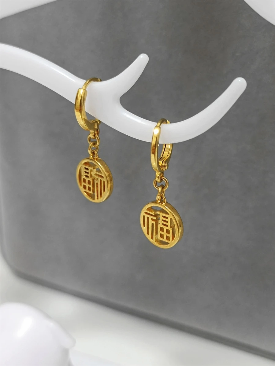 Женские серьги Sleep Free 8K Golden Lucky Card универсальные с пряжкой для ушей не выцветающий