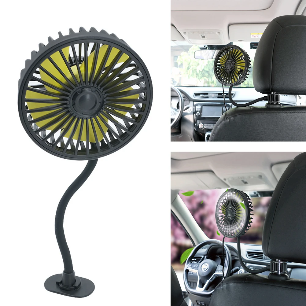 12V Car Fan Auto Back Seat Electric Cooling Fans 360 Degree Rotating Vehicle Front Seat Portable Air Conditioner Car Accessories