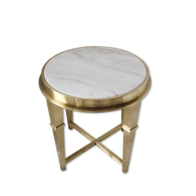 Living room marble coffee side table luxury furniture with gold stainless steel base