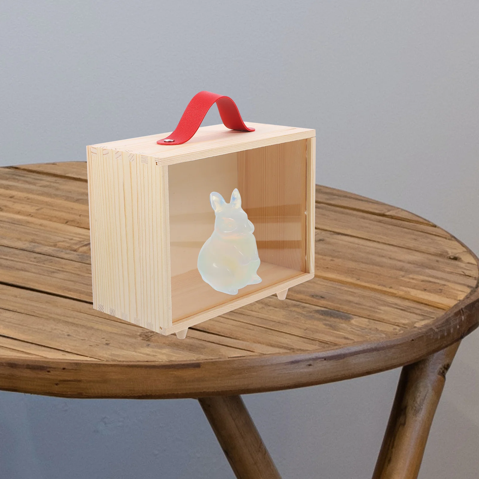 

Wooden Gift Box Wooden Storage Box with Portable Handle and Clear Window