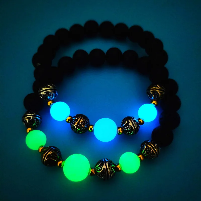 

Natural Stone Bracelet Yoga Healing Luminous Glow In The Dark Bracelet Lotus Charm Beads Bracelet for Men Women Pulseira Jewelry