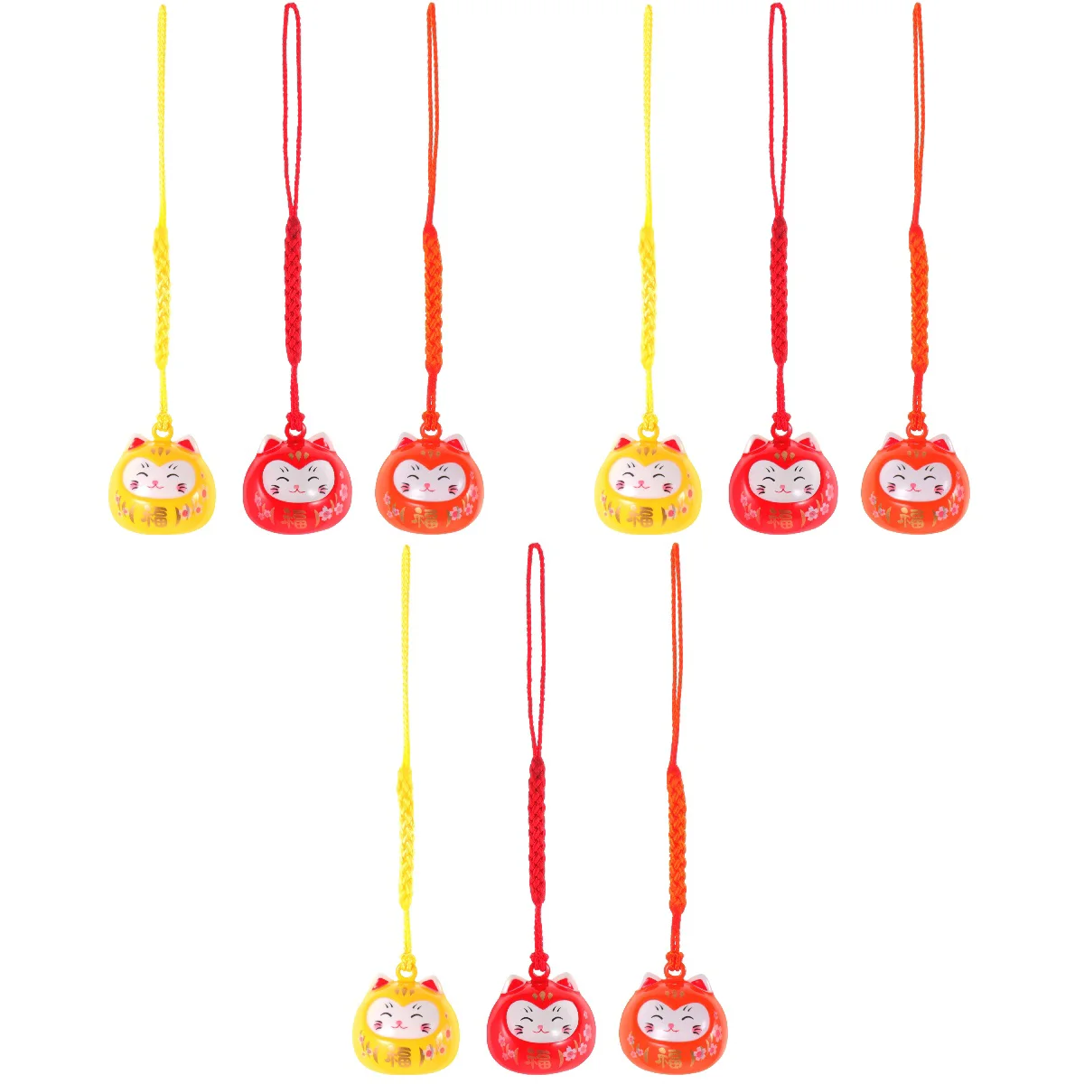 

9 Pcs Japanese Lucky Cat Charm Japanese Keychain Beckoning Cat Keyring Lanyard Keychain Lucky Cat Pendant Cute Handag Keychain