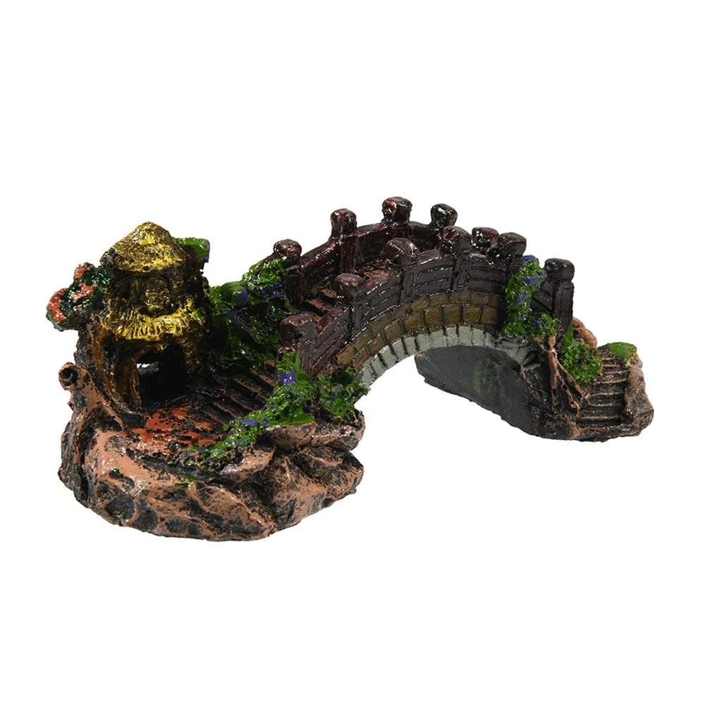 

Aquarium Decorative Bridge Landscape Ornaments Pavilion Resin Design Fishtank Decoration Fish Tank Accessories