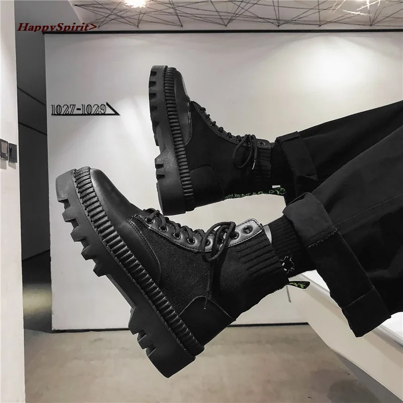 

Martin Boots Men's High-Top British Korean Tooling Boots All-Match Trendy Shoes Spring and Autumn Middle-Top Men's Boots