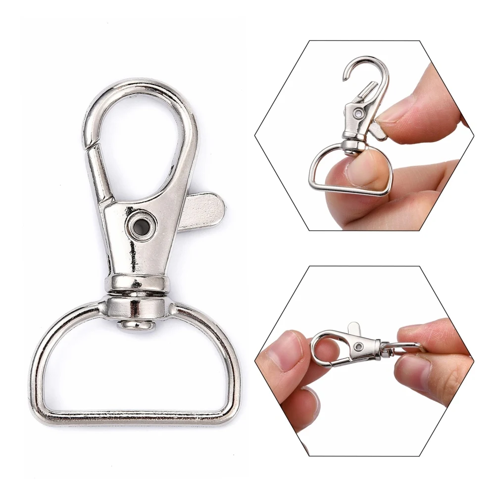 100pcs Alloy Swivel Lanyard Snap Hook Lobster Claw Clasps Jewelry Making Supplies Bag Keychain DIY Accessories about 30.5x11x6mm