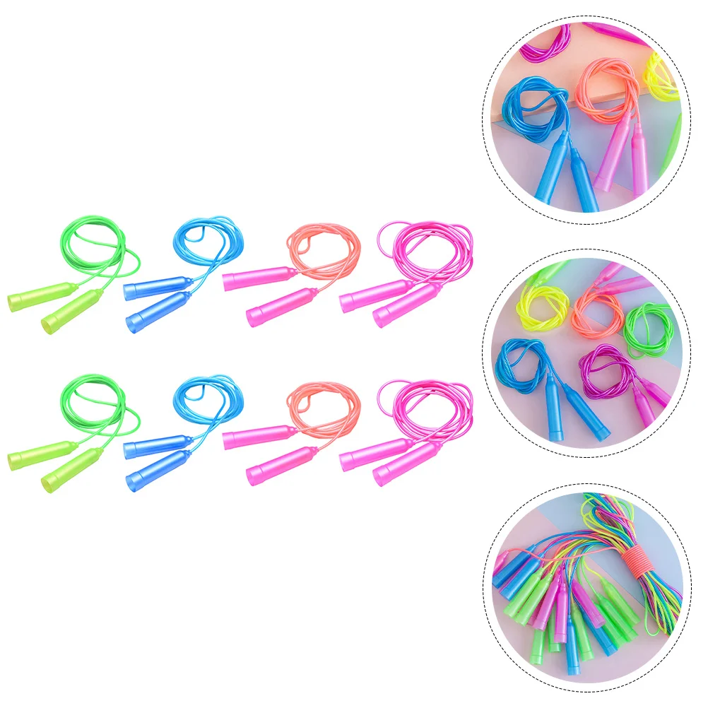 

8pcs Adjustable Length Wood Handle Jumping Ropes Kids Sports Skipping Ropes