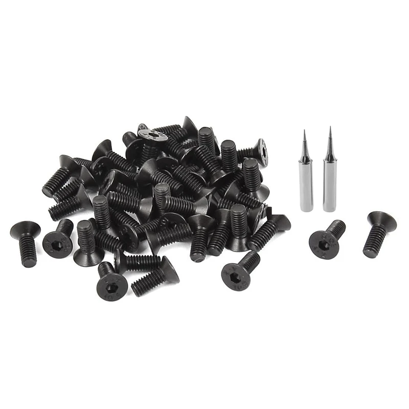 

2X Soldering Head Soldering Iron 900M-T-I0.4Mm OD Soldering Iron Head & 50Pcs M3x8mm 10.9 Carbon Steel Countersunk Head Hex Sock