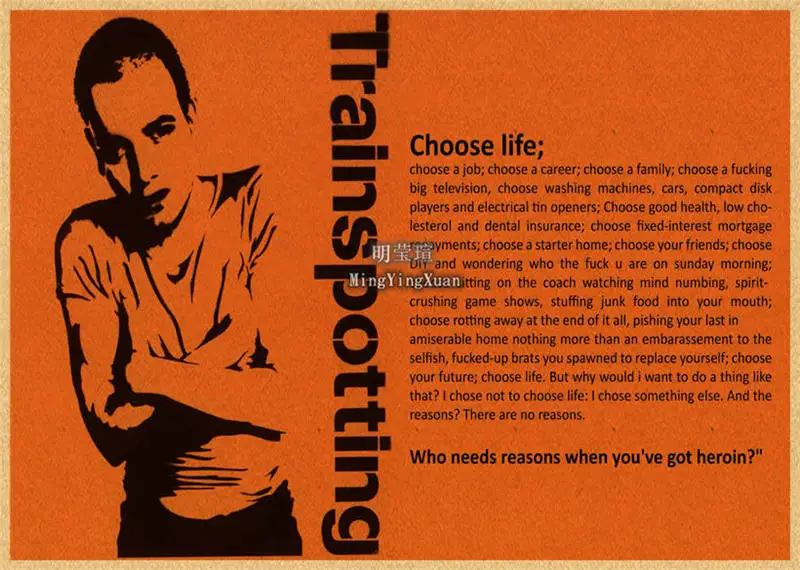 

Классический фильм Trainspotting Ностальгический постер Крафт-бумага Винтажный постер Настенная живопись Исследование Эстетическое искусство Наклейки на стену 4K HD
